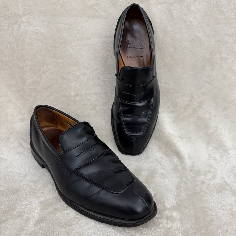 Allen Edmonds Glasgow Penny Loafers Men 10.5 E Black Leather Made USA